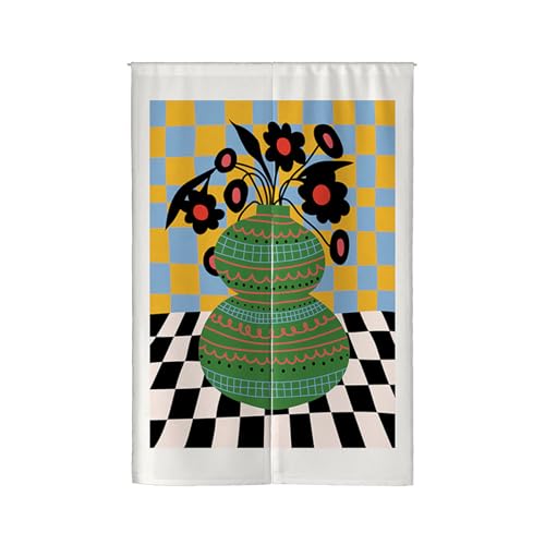 Küchenvorhänge Schwarze Blume Geometrie Türvorhang Polyester Vorhänge Kurz Waschbar Raumteiler Vorhang Kurze Gardinen Langlebig Vorhang Tür Verdickung Türvorhänge Küchenvorhang Door Curtain 90x200cm von Wazylphin