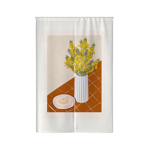 Küchenvorhänge Ziegel Rot Gelb Türvorhang Polyester Vorhänge Kurz Waschbar Raumteiler Vorhang Kurze Gardinen Langlebig Door Curtain Verdickung Vorhang Tür Küchenvorhang Türvorhänge 80x200cm von Wazylphin