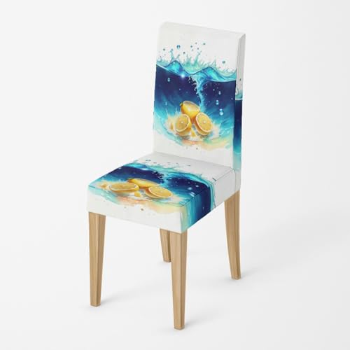 Stuhlhussen Himmelblau Gelb Stuhlüberzieher Spandex Stuhlhussen Schwingstühle Waschbar Hussen für Stühle Abnehmbare Stuhlbezug Stuhlbezüge Langlebig Suhl Hussen Universal Stuhlhusse 2er Set von Wazylphin