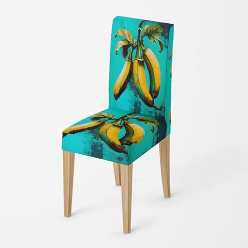 Stuhlhussen Retro Gelb Blau Stuhlüberzieher Spandex Stuhlhussen Schwingstühle Waschbar Hussen für Stühle Abnehmbare Stuhlbezug Stuhlbezüge Langlebig Suhl Hussen Universal Stuhlhusse 2er Set von Wazylphin