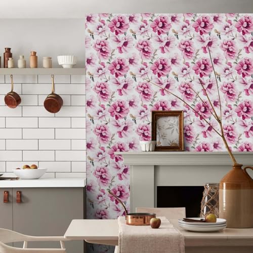 Wandschutzfolie Rosa Blume Weiß Klebefolie Möbel Möbelfolie Selbstklebende Folie Selbstklebende Tapete Tapeten Klebe Tpete Wall Paper Self Adhesive Wallpaper for Living Room 45x300cm/1 roll Wandschutzfolie Rosa Blume Weiß Klebefolie Möbel Möbelfolie Selbstklebende Folie Selbstklebende Tapete Tapeten Klebe Tpete Wall Paper Self Adhesive Wallpaper for Living Room 45x300cm/1 roll von Wazylphin