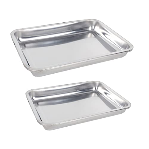 2pcs Quadrat Backblech Edelstahl Backpfannen Grill Toaster Ofenschalen Kekblatt von Wbaioluy