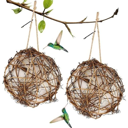 2pcs Vogelschachtelmaterial, 3 -Zoll -nachfüllbarer Vogelschachtelkugel mit hängendes Seil, Hummingbird -Hausmaterial für Garten, Terrasse oder Balkon von Wbaioluy