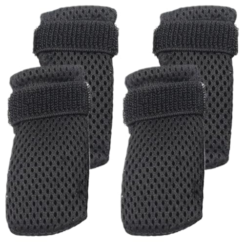 4 Packs Katzenklauenabdeckungen, schwarze Anti -Scratch -Polyester -Katzenschuhe, verstellbare atmungsaktive Mesh -Pfotenhandschuhe für Innenkatzen Haustier Badebad Schneidnägelsklauenabdeckungen von Wbaioluy