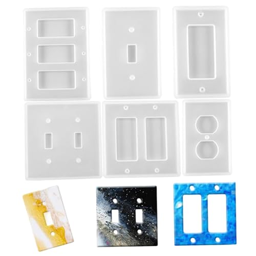6pcs Lichtschalter Abdeckungsharzformen, Schaltplattenabdeckungen Silikonformen Sockelplatte Epoxidformlichtauslass Silikon für DIY Crafts Home Decorswitch Harzform von Wbaioluy