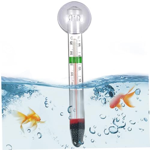 Aquarium -Thermometer Tauchglasfischtankmesser mit Saugbecher -Floattyp -Fischtankstock für Süßwasser und Salzwasserstock ein von Wbaioluy