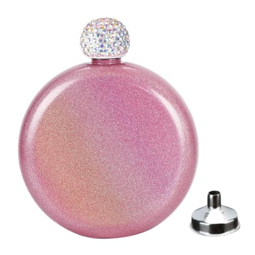 Frauen Hüftflächen Edelstahl Ladies Mini Whiskyflask Glitter Weinflasche 5oz von Wbaioluy
