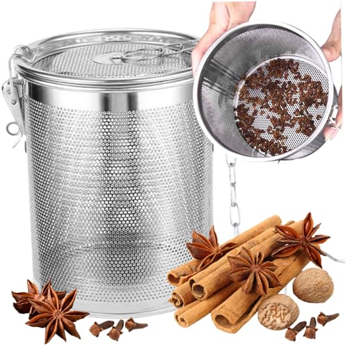 Gewürzinfuser zum Kochen 4 x 4 Edelstahl -Gewürzinfuser wiederverwendbares Mesh -Teesieb robuster Teeball für loses Blatt mit Deckel und Kettenhaken für Küche von Wbaioluy