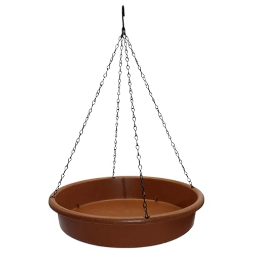 Hängende Vogelbad für Garten Vintage Vogel Wasserfuttermittel mit Metallhängekette und Haken wasserdichte Wasserschale Große Futterautomat für Rasenhof Garten Orament von Wbaioluy
