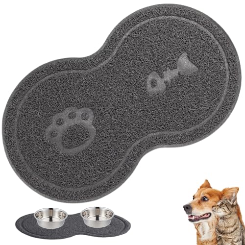 Haustiernahrung Matte wasserdichtes Nicht rutsches Haustier Fütterungsmatten Fütterungskeramikschale für Katzen und Hunde Futter von Wbaioluy