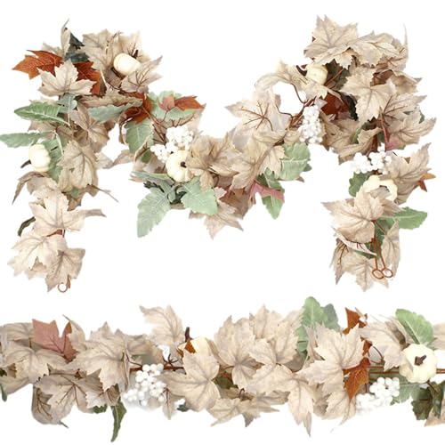 Herbstgirlande 6ft künstliche realistische Hängekürbis Beeren Maple Blatt Girland Kamin vordere Türtreppen Dekor für Ernte Thanksgiving Halloween Herbstgirlande 6ft künstliche realistische Hängekürbis Beeren Maple Blatt Girland Kamin vordere Türtreppen Dekor für Ernte Thanksgiving Halloween von Wbaioluy