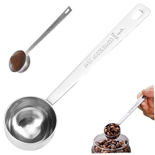 Kaffee Messung von 15 ml Edelstahl Kaffee mit Hängenden Loch & klarer Skala 6 Zoll langes Handheld für gemahlene, pulver, loser Tee von Wbaioluy