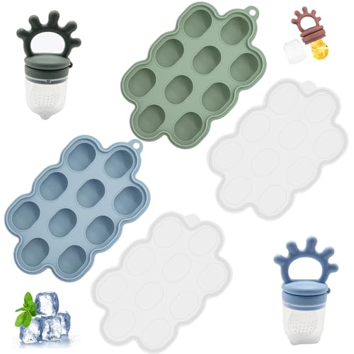 Muttermilch Eis Eis am Stiel 2pcs Silikon am Stiel, mit 2 Teether BPA -freies Baby -Safer -Baby -Obst -Futtermittel -Gefrierschale mit Deckelbrennmilch von Wbaioluy