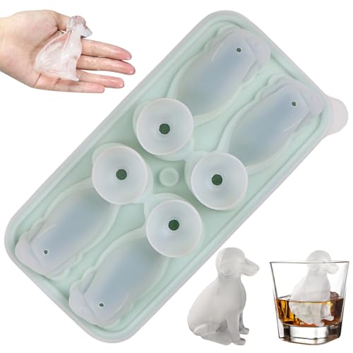 Niedliche Eiswürfelschale 4-Kavität Labrador Dog Ice Ice Cube Tabletts 3D Hundeform mit Trichter Design Deckel Easy Release Silikonform für Whisky Cocktails Eiskaffeetabletts Niedliche Eiswürfelschale 4-Kavität Labrador Dog Ice Ice Cube Tabletts 3D Hundeform mit Trichter Design Deckel Easy Release Silikonform für Whisky Cocktails Eiskaffeetabletts von Wbaioluy