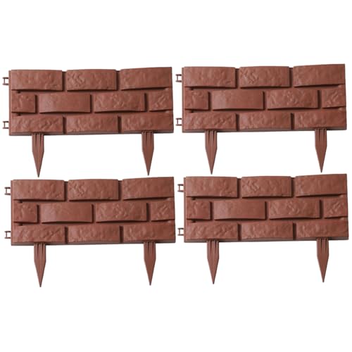 Plastikgartenzaun 4pcs 16 x 12 x 1 Ziegeldesign Rasenkanten-Plug-In Garten Edger BROSPLICKETE ERSTELLUNGEN BLAUM BEGRANTS BORZEN Rasen Landschaft Paneele von Wbaioluy