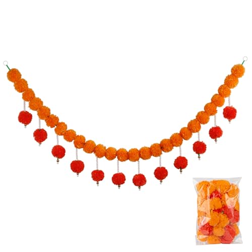 Ringelblume Garland 53 '' Diwali Dekorationen mit 30 Bällen lebendig hängende Diwali -Dekorationskontrolle Garland für Festivalfeier Ringelblatt Ringelblume Garland 53 '' Diwali Dekorationen mit 30 Bällen lebendig hängende Diwali -Dekorationskontrolle Garland für Festivalfeier Ringelblatt von Wbaioluy