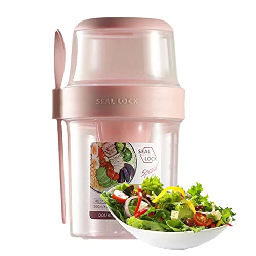 Salatmahlzeit Shaker Tasse tragbarer frischer Salatbecher mit Dressinghalter 2 Schichten Obst Gemüsebehälter für Mittagessen Salat Mahlzeit Shaker von Wbaioluy