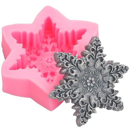 Schneeflocke Silikonform, 3D weiche Silikonseife, Nicht-Stall-Kerzenformen, waschbarer wiederverwendbarer Schneeflockenform für Wachskerzenhandwerk Schneeflocke Silikonform, 3D weiche Silikonseife, Nicht-Stall-Kerzenformen, waschbarer wiederverwendbarer Schneeflockenform für Wachskerzenhandwerk von Wbaioluy