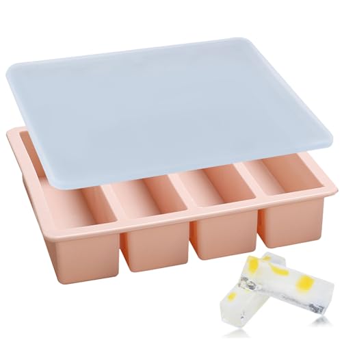Silikon-Gefrierschale mit Deckel 4 Fach wiederverwendbares flexible Suppe Gefrierschrank-Schimmelpilz-DIY-Streifen-Eiswürfelform für Heimküche, Style1 Ice Cube Tably Silikon-Gefrierschale mit Deckel 4 Fach wiederverwendbares flexible Suppe Gefrierschrank-Schimmelpilz-DIY-Streifen-Eiswürfelform für Heimküche, Style1 Ice Cube Tably von Wbaioluy