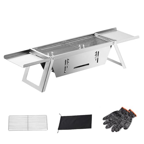 Tragbarer Holzkohlegrill, kleiner faltbarer Grillgrill Edelstahl BBQ Tabletop Raucher für Picknick, Garten, Terrasse, Camping, Reisen, Wanderung Mini -Holzkohle von Wbaioluy