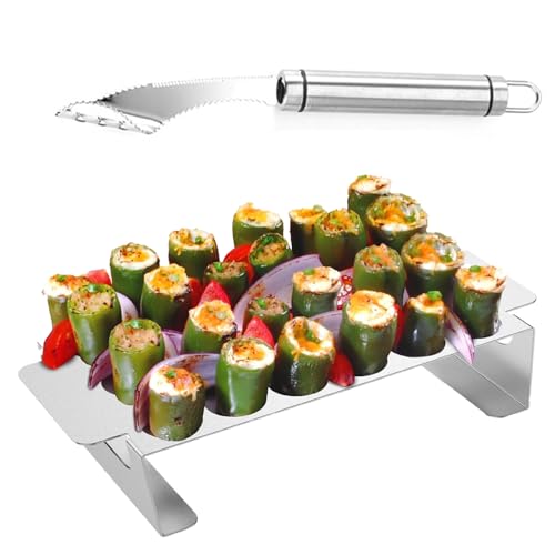 Wbaioluy Grillregal für Outdoor Grill Set Edelstahlregal mit Jalapeno Corer Tool 18 Loch zum einfachen Grillen und sogar Kochengrill für den Outdoor von Wbaioluy