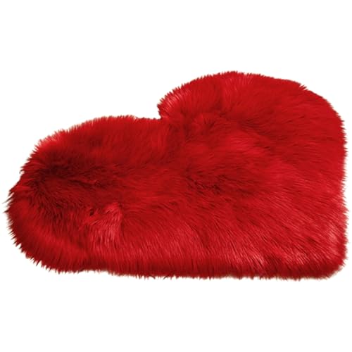 Wbaioluy Herz Teppich 40x50 cm Kunstpelz Teppich weich und gemütlich plüschgebiet herzförmige zottelige Teppichmatten für Wohnzimmer Schlafzimmer Kinderzimmer Sofa Home Decor Rot Kunstpelz von Wbaioluy