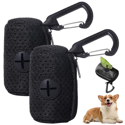 Wbaioluy Hundekotbeutelhalter 2pcs 2, 8x2in Mesh Reißverschlüsse Hundekotbeutelspender mit Schnalle atmungsaktives waschbarer tragbarer Halter für Leinen Haustier, Nein, schwarz von Wbaioluy