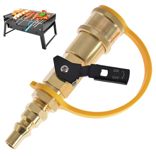 Wbaioluy Propan Schnellverbindungsanpassungen 1/4 Leckfestes Messing -Propan -Ausstattung und -Anadapter mit Ventil für Wohnmobile, Camping, Picknick Quick Connection von Wbaioluy