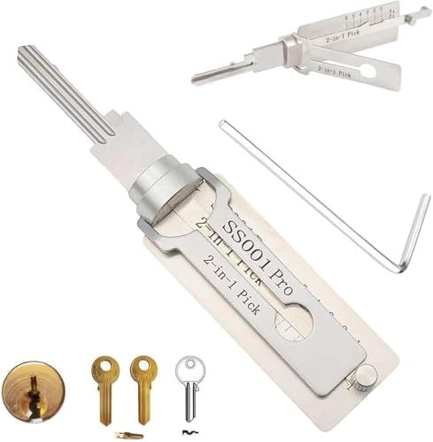 2-in-1 Hauptschlüssel-Decoder, Edelstahl, Hauptschlüssel-Decoder, Master-Schlüssel-Decoder, Dietrich-Set, Werkzeug, Autoschlüssel-Leser, Schlüssel-Decoder, Dietrich, von Wbietu