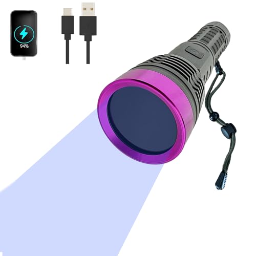 Wboxlizy Schwarzlicht-UV-Taschenlampe, 365 nM Schwarzlicht-Taschenlampen, wiederaufladbar, High-Definition-UV-Haustierurin-Detektor für Katzenurin, Flecken, Bettwanzen von Wboxlizy