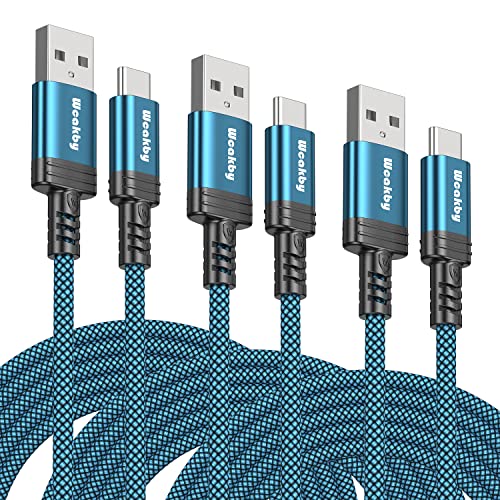 USB C Kabel [3 Stück 0.5+1+2m] Nylon Ladekabel USB C und Datenkabel USB C Schnellladekabel für Samsung Galaxy S22 S21 S20 S10/S9/S8+, Huawei P30/P20, Google Pixel, Sony Xperia XZ, OnePlus 6T von Wcakby