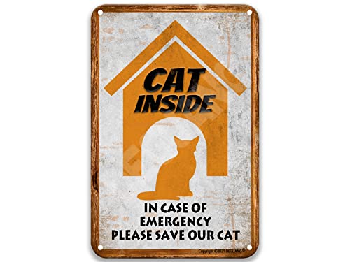 Blechschild mit Aufschrift "Warning Cat Inside In Case Of Emergency Please Save Our Cat", Dekoration für Zuhause, Garage, Party, Blechschild, 20,3 x 30,5 cm Blechschild mit Aufschrift "Warning Cat Inside In Case Of Emergency Please Save Our Cat", Dekoration für Zuhause, Garage, Party, Blechschild, 20,3 x 30,5 cm von Wcguokj