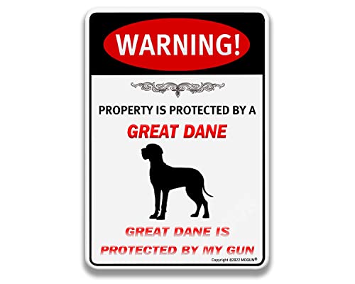 Lustiges Metallschild mit Aufschrift "Warning Beware Of Great Dane Property Is Protected By Great Dog", 20,3 x 30,5 cm von Wcguokj