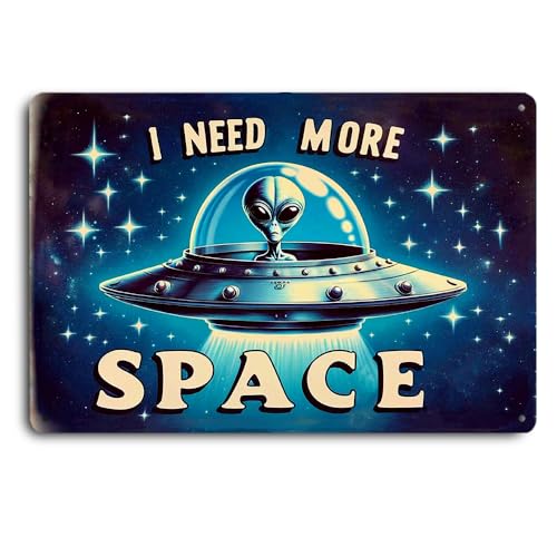 Metall-Blechschild im Retro-Stil, Sci-Fi-Weltraum-Thema, 30,5 x 20,3 cm, Vintage-Wanddekoration mit klassischem UFO- und Alien-Design für Zuhause, Bar, Männerhöhle – Galaktische Weltraumdekoration Metall-Blechschild im Retro-Stil, Sci-Fi-Weltraum-Thema, 30,5 x 20,3 cm, Vintage-Wanddekoration mit klassischem UFO- und Alien-Design für Zuhause, Bar, Männerhöhle – Galaktische Weltraumdekoration von Wcguokj