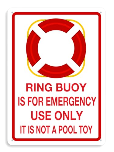 Pool-Schild, Pool-Sicherheitsschild, Schwimmbad-Schild, Warnschild "Ring Buoy Is For Emergency Use Only It Is Not A Pool Toy", 20,3 x 30,5 cm, Metall-Aluminiumschild von Wcguokj