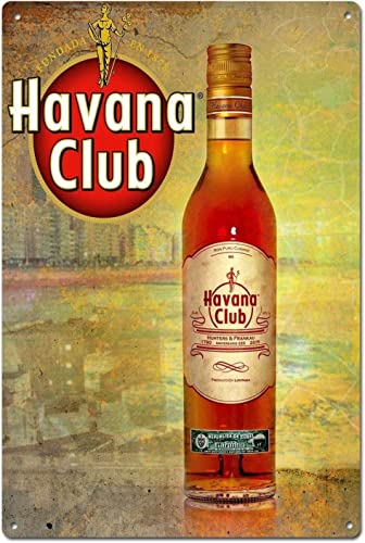 Retro Metall Blechschild Havanna Club Rum Blechschild Home Höhle Garage Bar Wanddekoration Vintage Metallschild 20,3 x 30,5 cm von Wcguokj