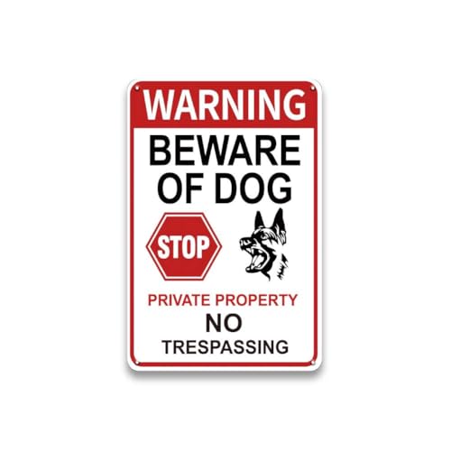 Schild mit Aufschrift "Beware of Dog", 20,3 x 30,5 cm, Aufschrift "No Trespassing" (Private Property, Not Responsible for Accidents or Injuries), Hunde-Warnschilder für Eigentum von Wcguokj