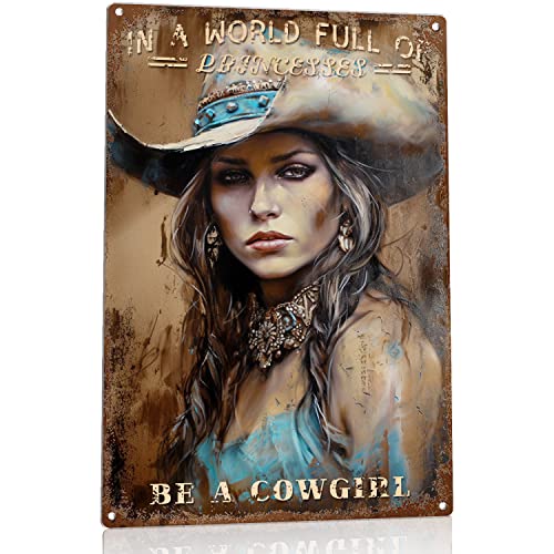 Schönes Cowgirl-Metallschild, "In A World Full Of Princesses Be A Cowgirl", Blechschild, Dekoration, Unisex, Erwachsene, Metallposter, 20,3 x 30,5 cm Schönes Cowgirl-Metallschild, "In A World Full Of Princesses Be A Cowgirl", Blechschild, Dekoration, Unisex, Erwachsene, Metallposter, 20,3 x 30,5 cm von Wcguokj