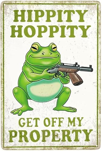 Vintage-Frosch-Zimmer-Schild, Hippität, "Get Off My Property", Metallschild, Dekoration, coole Sachen, Warnschild für Zuhause, Wanddekoration, Garten, Badezimmer, Geschenk, Blechschild, von Wcguokj