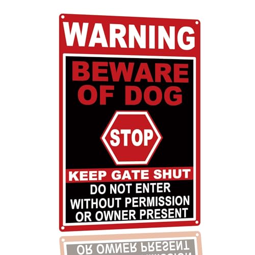 Warnschild mit Aufschrift "Beware of Dog", perfekter Zaun, für Zuhause, Hof, Bauernhof, Garten, Garage, Outdoor, Wanddekoration, Aluminium, 20,3 x 30,5 cm von Wcguokj