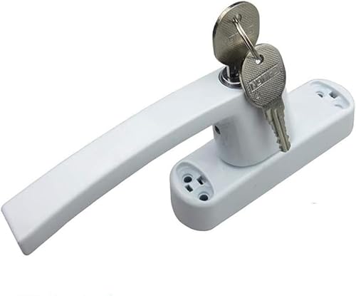 Flügelverriegelungsgriff, Fensterschlösser, Tür-Aluminiumspirale mit Schlüsselverbindungsschloss(Bianco,Fork is 57 mm) von WchsTUmpxN