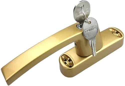 Flügelverriegelungsgriff, Fensterschlösser, Tür-Aluminiumspirale mit Schlüsselverbindungsschloss(Gold,Fork is 57 mm) von WchsTUmpxN