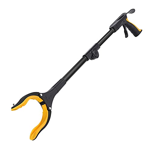 Greifer-Reacher-Werkzeug, 90° drehbarer Kopf, 32" faltbare Klaue mit Schuhlöffel, Greifhilfe for Aufheben von Müll, Armverlängerung von WchsTUmpxN