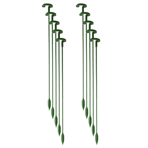 Blumenständer Halterung, Pfingstrosenstangen, robuste Gartenhalterstangen, rostbezogener Pflanzenstützring, grüner beschichteter Stahl, 10 Stücke für Tomatenorchidee Rosenlily Bonsai Gemüse Balkon von Wcybym