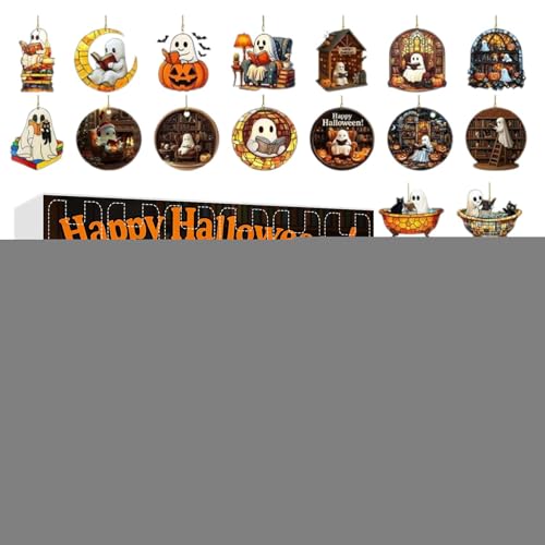 Halloween Countdown-Kalender, Ghost Ornament Display, 24-Tage-Lesendekor-Set, 2D-Acrylhängeanhänger, festliches Spukthema, 1 Box, Tree Mantel Indoor Setup Halloween Countdown-Kalender, Ghost Ornament Display, 24-Tage-Lesendekor-Set, 2D-Acrylhängeanhänger, festliches Spukthema, 1 Box, Tree Mantel Indoor Setup von Wcybym