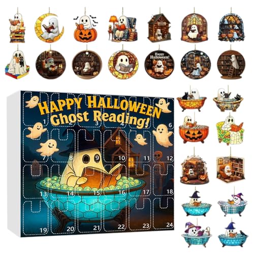 Halloween Countdown-Kalender, Ghost Ornament Display, 24-Tage-Lesendekor-Set, 2D-Acrylhängeanhänger, festliches Spukthema, 1 Box, Tree Mantel Indoor Setup Halloween Countdown-Kalender, Ghost Ornament Display, 24-Tage-Lesendekor-Set, 2D-Acrylhängeanhänger, festliches Spukthema, 1 Box, Tree Mantel Indoor Setup von Wcybym