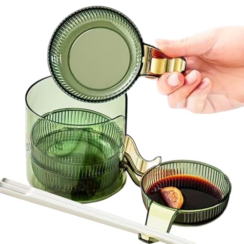 Wcybym Dip-Sauce-Platten- und Halter-Set, Gewürzgewürzgerichte, Keramik-Snackschalen mit Halter, kompaktes stapelbar von Wcybym