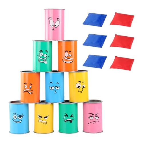 Wcybym Dosenwurf Spielset | Wurfspiel Mit LED Beleuchtung Und Lustigen Gesichtern | Halloween Spielzeug Für Garten Geburtstag Weihnachten Ostern Klassenzimmer von Wcybym