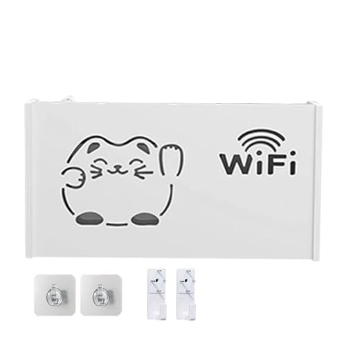 Wcybym Router Aufbewahrungsbox | Wifi Router Box | Router Rack | Case Protector Wafi Router | Kabelmanagement | Ohne Bohren Router Rack Platzsparende Wifi Box für TV Set-Top-Boxen Fernbedienungen von Wcybym