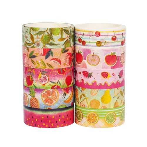 10Rolls Obst Dekorative Klebeband Ästhetische Aufkleber 15mmx9.8ft Scrapbooking Dekorative Bänder Für Journal Album Phone Case Scrapbook Adhäsive von Wdbild
